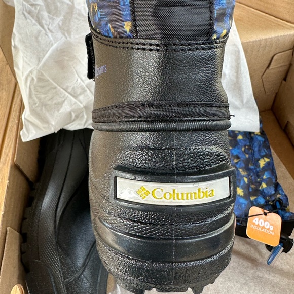 Black/Laser Lemon Columbia Print Snow Boot Size 1 - Picture 8 of 9